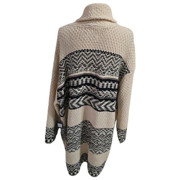 Lucky Brand Women's Fair Isle Print Coatigan Wool Cream &‎ Black Plus XXL NEW - Picture 3 of 12
